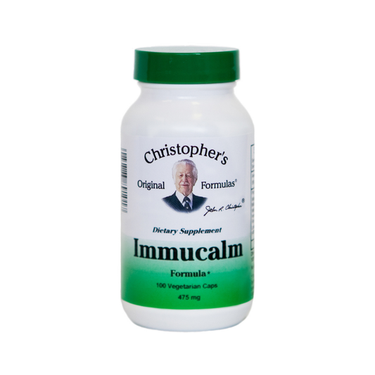 Bottle of Christopher's Original Formulas Immucalm dietary supplement on a white background